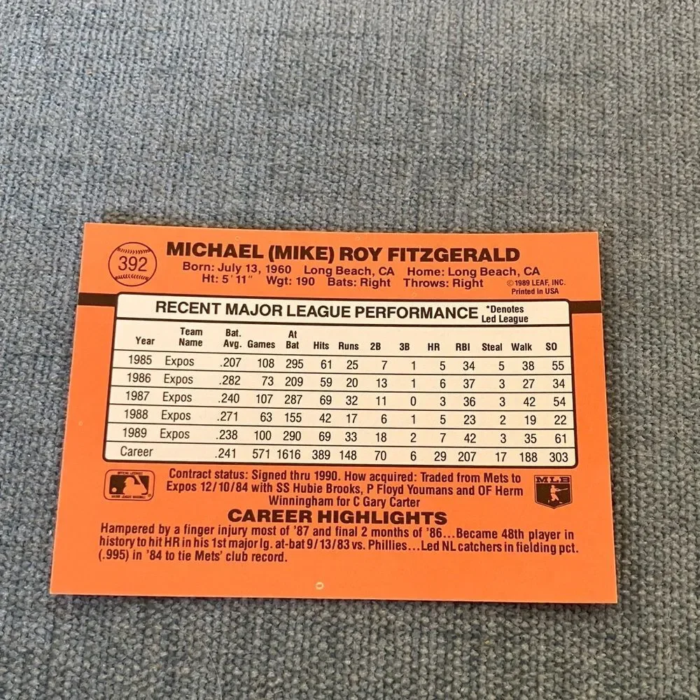 1990 Donruss Montreal Expos Baseball Card Trading Card